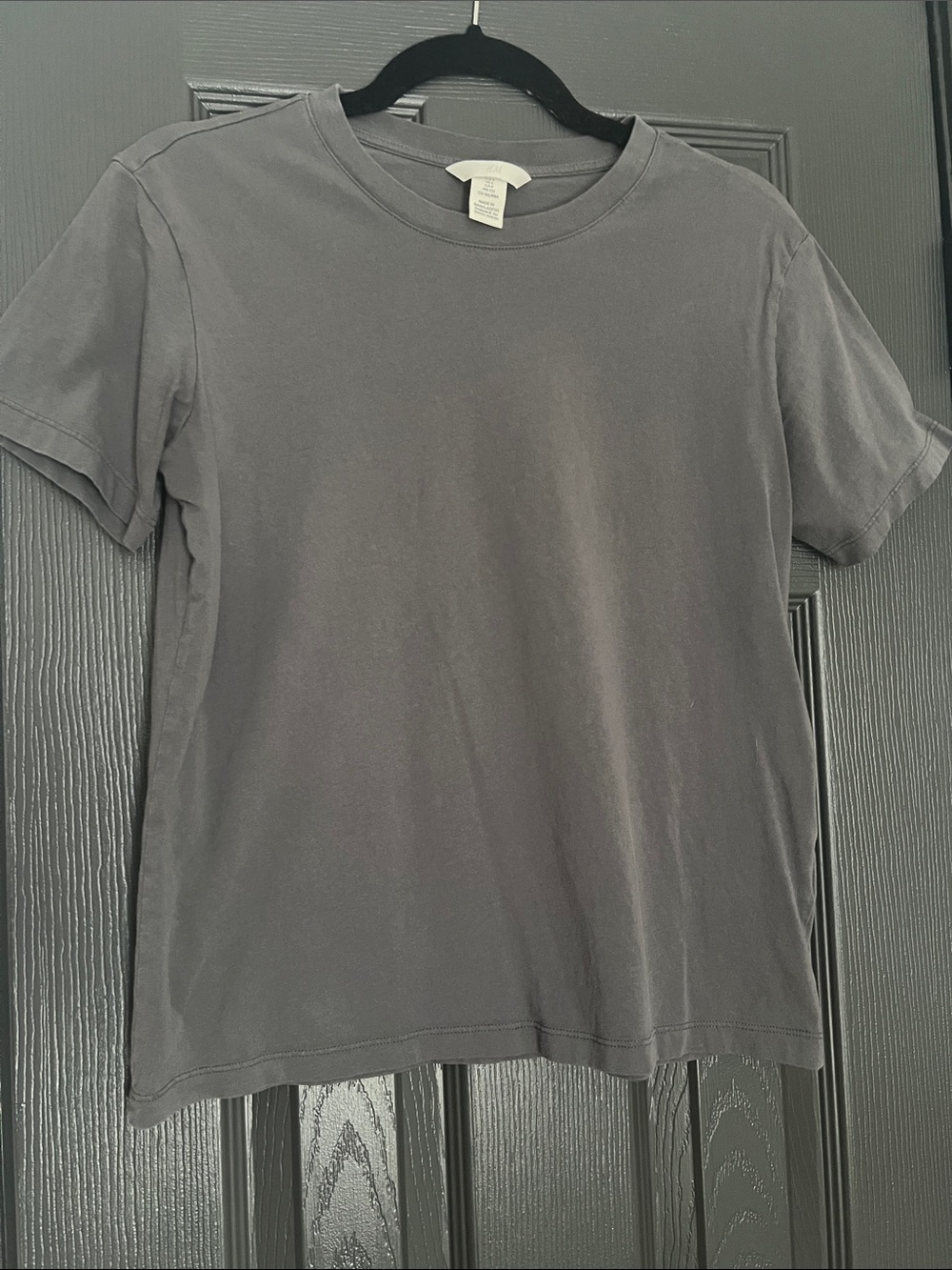 H&M Women's Short-Sleeve Crewneck Tee in Charcoal